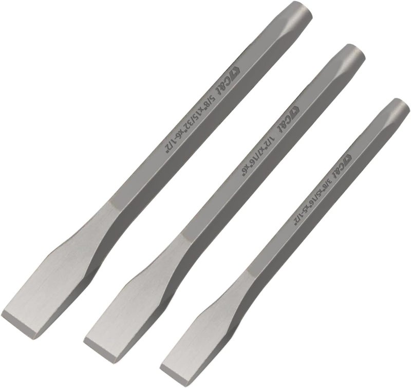 ct 3-Piece Heavy Duty All Purpose Cold Chisels Kit, 3/8, 1/2, 5/8 in, for Carpentry, Metalwork, Woodwork & Masonry work - Image 1